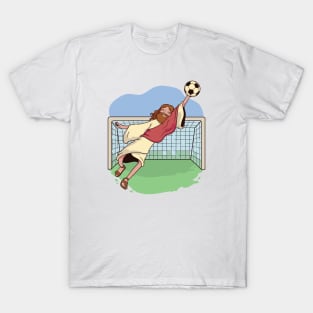 Jesus Saves // Funny Jesus Soccer Cartoon T-Shirt